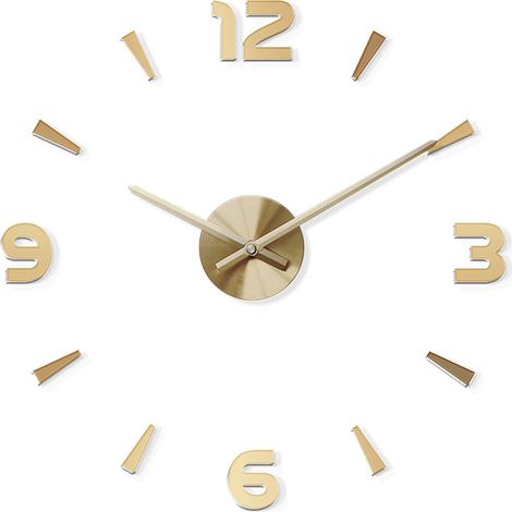 Horloge murale sans cadre 3D, Design créatif, Sticker miroir décoratif (Or, 16 pouces), polyvalent et pratique (1/5)
