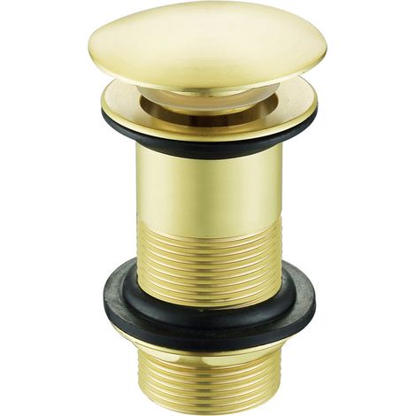 Signature Mushroom Click Clack Unslotted Basin Waste - Brushed Brass (1/2)