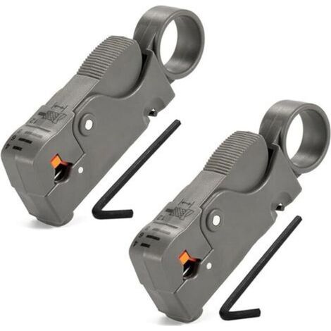 Rotary Coaxial Cable Stripping Tool, Coaxial Cable Stripping Tool for RG59 RG58 RG6 RG62, Easy to Strip and Cut, Portable Handle (2pcs) (1/5)