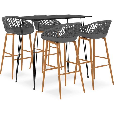 5-tlg. Bar-Set Schwarz und Grau