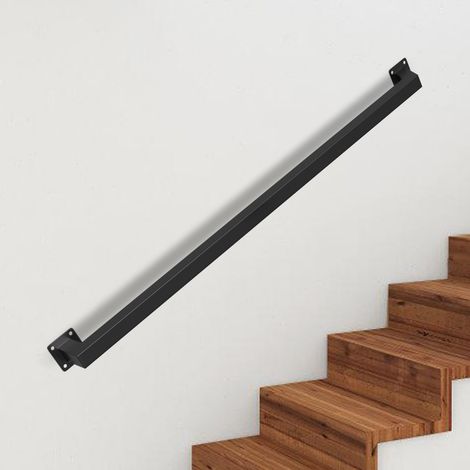 TolleTour Barandilla de escalera mural Pasamanos de escalera negro Revestimiento de barandilla Longitud 100 cm Fabricado en metal Interior Exterior