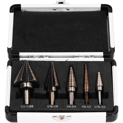 5-teiliges Stufenbohrer-Set (britisches System) für Metall, geeignet für Stahl, Messing und Holz
