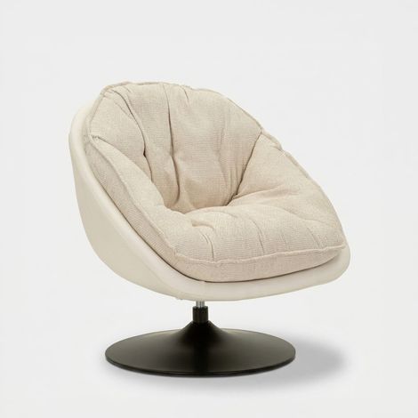Sillón giratorio tapizado de diseño retro Poise - Beige (1/5)