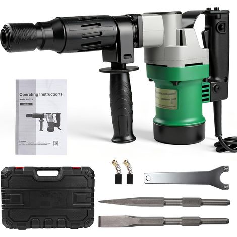 Marteau de démolition 1400 W, Marteau Piqueur, Marteau perforateur, SDS-Plus Force d'impact 30 J 3600 BPM Poignée Anti-vibration, Burin Pointu, Plat Coffret Inclus pour Buriner Béton, L'ardoise (1/5)
