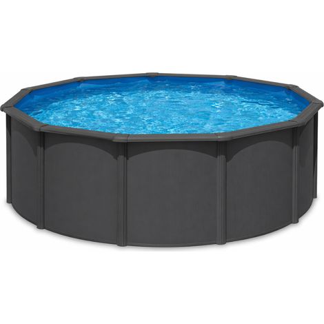 Piscina elevada sin obra de acero redonda color antracita redonda 550x120