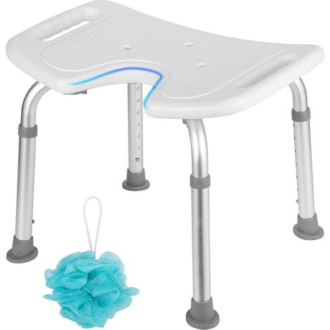 SWANEW Sedile per doccia regolabile in altezza sgabello per doccia Sgabello per doccia. sgabello per bagno. piedini ergonomici antiscivolo carico Bis 136 Kg alu HDPE bianco (1/5)