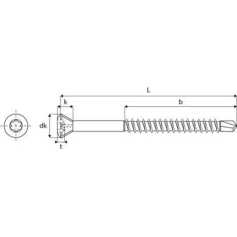 Vis bois Tête fraisée - inox A4 Torx - 3,2 - 30