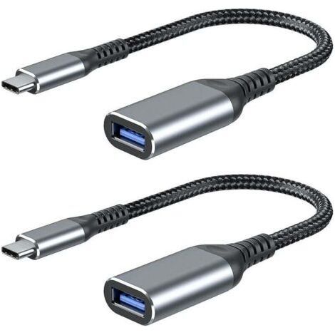 Adaptateur USB C vers USB A[Lot de 2] Câble OTG USB C Mâle vers USB A Femelle 3.0 Transmission de Données Rapide Compatible avec MacBook Pro 2018,Samsung Galaxy S9/S9+,Huawei P20 etc-Gris (1/3)