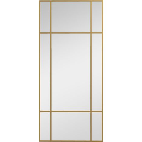 Reflet clair et pose verticale ou horizontale, miroir mural 110 x 50 cm à cadre métal doré pour chambre (1/5)
