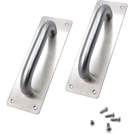 (200 x 65 mm)Poignées de porte coulissante, poignées de porte en acier inoxydable, portes coulissantes, placard, toilettes, garage, abri de jardin, poignées de porte avec plaque en métal (1/4)