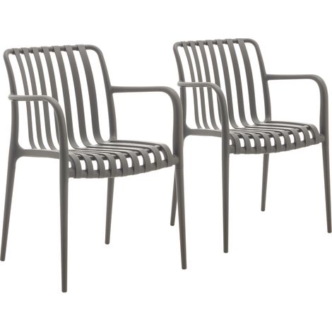 Juego de 2 sillas WENDY para interior y exterior con estructura de polipropileno gris - MOG CASA (1/5)