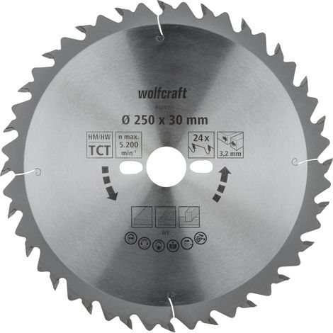 wolfcraft Lama per seghe circolari da banco TCT, serie verde I 6660000 I Tagli rapidi, medio/grossi (1/3)