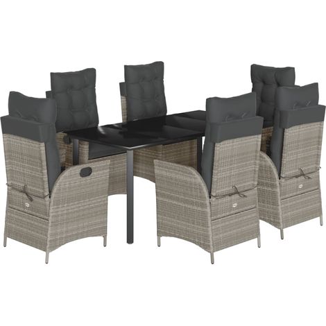vidaXL Set da Pranzo da Giardino 7 pz Cuscini Polyrattan Grigio Chiaro (1/5)