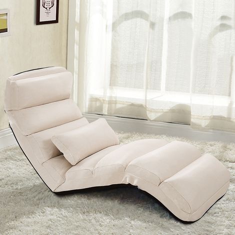 Fauteuil Relax Pliable Réglable sur 5 Positions en Faux Daim Chaise de Sol pour Salon, Mobilier de Bureau Chambre Beige DESIGN IN (1/3)