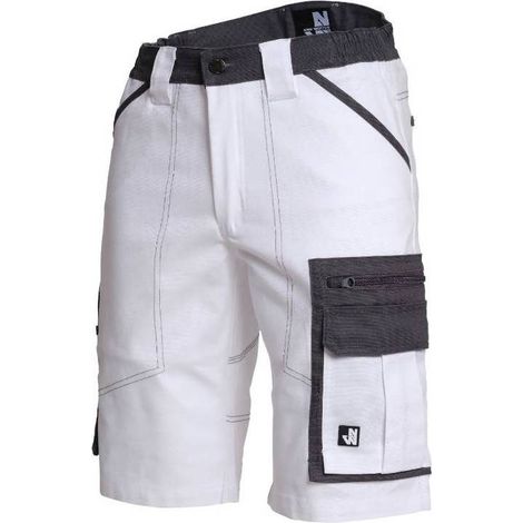 Bermuda de Travail Dali - Taille 38 - Blanc/Gris - Résistant et Confortable - D-Work