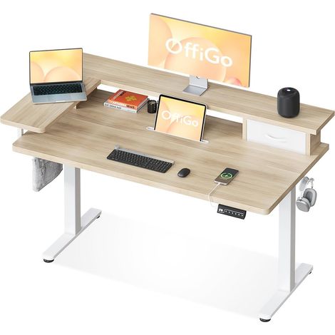 Bureau réglable en hauteur érable 120x60cm OffiGo