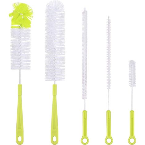 Brosse de nettoyage pour bouteilles, manche long, kit complet pour laver goulots étroits, gourdes sport avec brosse à paille, accessoires pour becs et couvercles de bouilloires. (1/5)