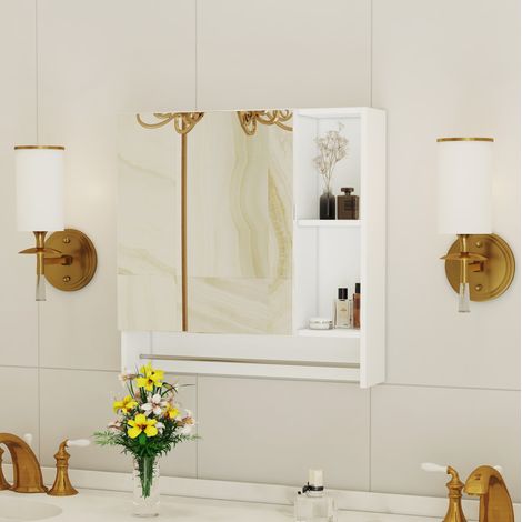 Mobile bagno con specchio e ripiani, bianco in MDF DESVIAE (1/5)