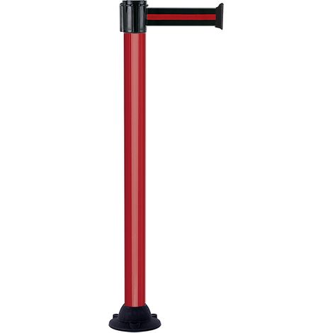 Poteau Alu Rouge laqué à sangle Noir/Rouge 5m x 50mm sur socle fixe - 2052122 (1/2)