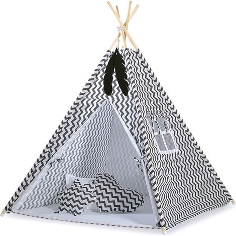 Tipizelt für Kinder + Federanhänger - Chevron schwarz (1/5)