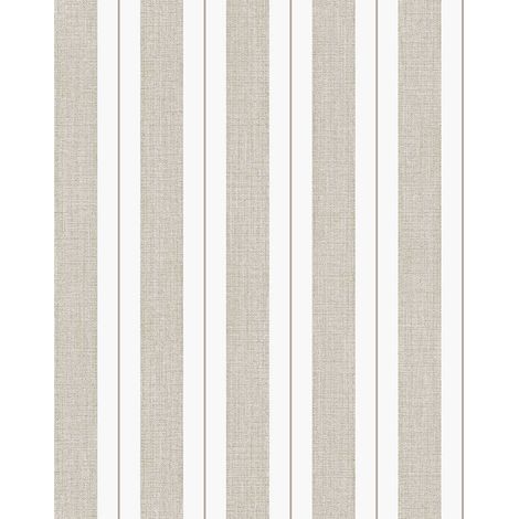 Papier peint rayures tissé lin naturel filet or