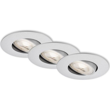 LED Einbauleuchten Dimmbar schwenkbar 3er Set 5W silber Kunststoff IP23 Briloner
