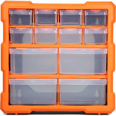 Caja de almacenamiento tipo cajón para piezas de plástico, con múltiples compartimentos, 12 separadores y rejillas. (1/5)