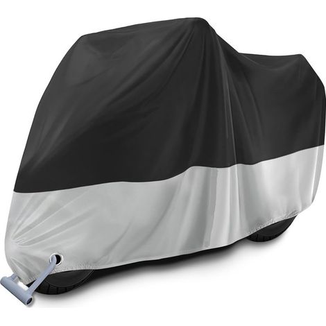 Housse Moto Exterieur, Bache Moto Etanche Hiver Eté, Housse Protection avec Trou de Serrure, Protection de Poussière Neige Pluie Vent UV Scooter Vélo 220x90x110cm,190T (1/4)