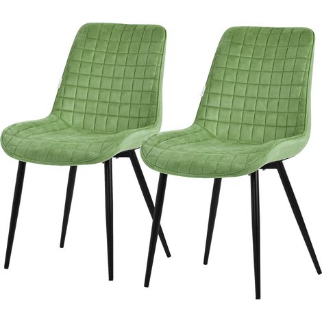 ML-Design Set di 2 Sedie per Sala da Pranzo Verde Salvia Seduta in Velluto con Gambe in Metallo Nero Sedie da Cucina con Schienale Poltroncina da Soggiorno Poltrone Imbottite per Ufficio