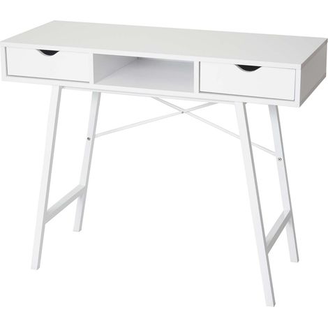 Scrivania consolle tavolino sideboard HHG-162 legno effetto 3D 100x40cm bianco