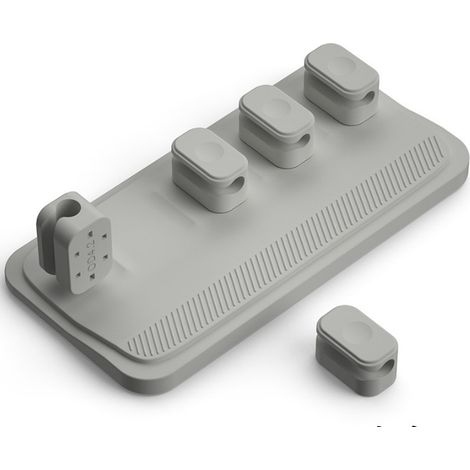 1 clip magnético gris para cables con 5 clips y 1 base. Organizador de cables, soporte para cables de cargador, cables de computadora, etc. (1/4)