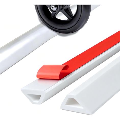 Baguette de douche autocollante de 150 cm - Blanc - En silicone flexible - Design triangulaire creux - Séparation humide et sèche - Pour salle de bain et cuisine - Montage facile (1/5)