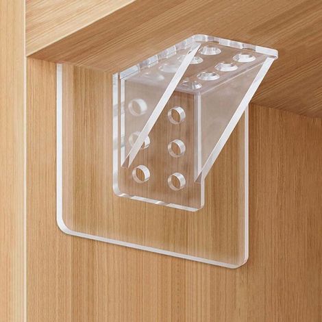 Lot de 10 supports d'étagère invisible – Fixation autocollante sans perçage – Charge maximale 15kg – Plastique transparent durable (1/5)