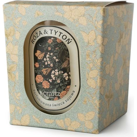 Candela di soia profumata alla rosa e al tabacco, 165 g.