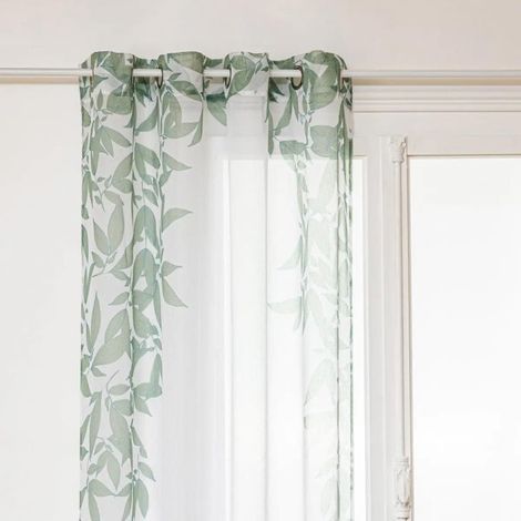 Atmosphera – Rideau voilage imprimé 'Ark' 140x240cm vert – Polyester léger – Laisse passer la lumière – Décoration intérieure moderne