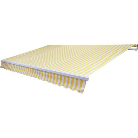 [NUNCA USADO] Funda de recambio para toldo T791, toldo de brazos articulados funda de recambio protección solar, 4,5x3m, acrílico amarillo-blanco