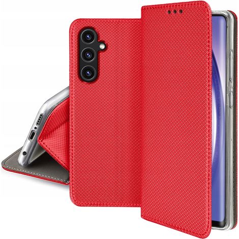 Custodia per Samsung Galaxy A54 5G SMART MAGNET BOOK WALLET ROSSA + VETRO (1/5)