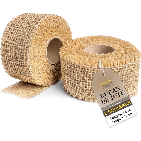 Lot 2 Rubans Chemin de Table Jute 5cm x 5m Beige Éco-Responsable