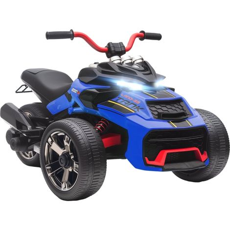 12V Kids Electric Ride On Car with 3 Wheeler, MP3 Player, Horn, 2 Speeds, LED Lights for Boys & Girls Ages 3-8, Blue