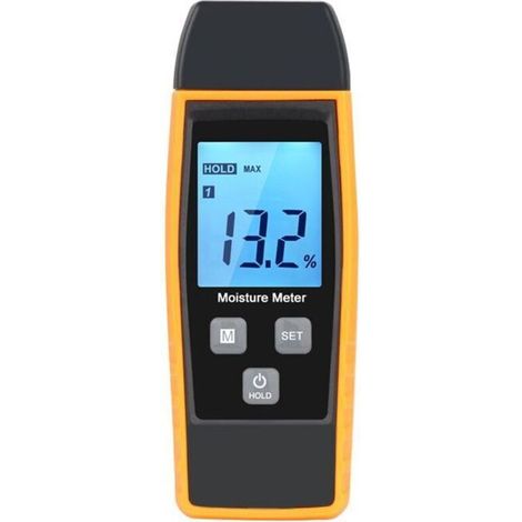 Testeur d'humidité, testeur d'humidité pour murs et bois, compteur de fuites, humidité, détecteur de teneur en eau avec écran LCD，hygrometre interieur，testeur humidité bois (1/4)