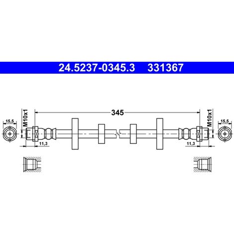 Flexible de frein ATE 24.5237-0345.3 VW 701 611 701 A 7D0 611 701 C