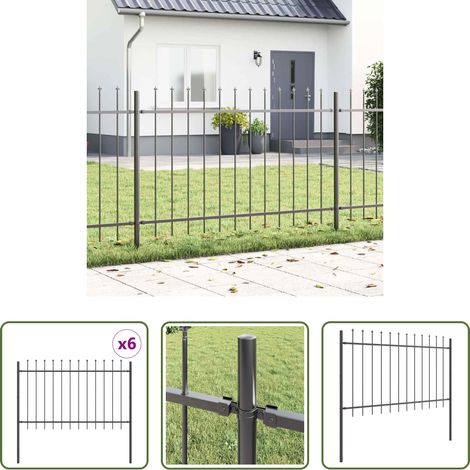 Gartenzaunpanel - Gartenzaun 6 pcs Grau 10,2 x 1,2 m Pulverbeschichteter Stahl (1/5)