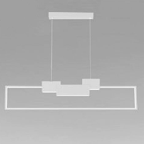 TRADE SHOP - Lampadario A Sospensione Led 42w Rettangolare Design Moderno Bianco Luce Fredda 71578 -