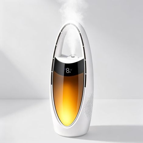 Ventilateur Colonne Portable sans fil 4000mAh Ventilateur Tour de Table 35cm avec Humidificateur, 9 Niveaux de Vitesse, Veilleuse, Heures et Oscillation de 70 ° pour Chambre à Coucher, Bureau, Maison (1/5)