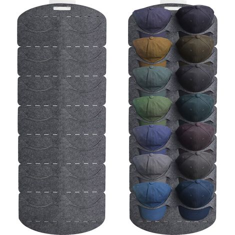 Porte-chapeaux mural en feutre, organiseur visible pour casquettes de baseball, fixation porte ou mur. (1/5)
