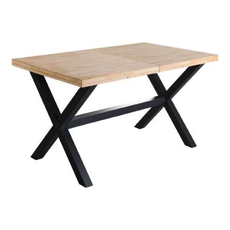 Mesa salon extensible X-Loft acabado roble nordish/negro, 76cm(alto) 140-180-220cm(ancho) 90cm(largo) (1/5)