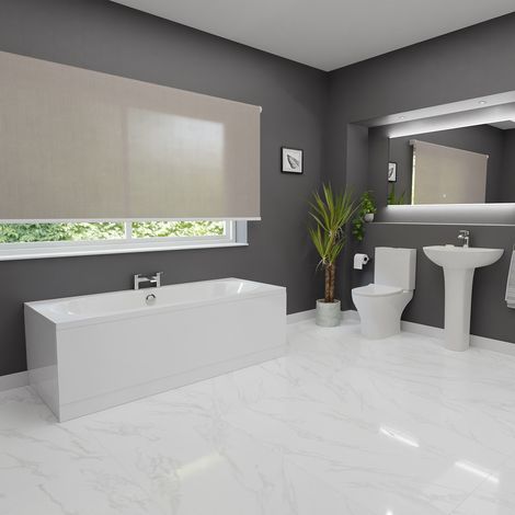Henley White 550mm Basin and 1700mm Straight Double Ended Bathroom Suite (1/4)