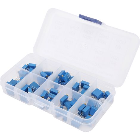 Lot de 10 potentiomètres 3296W ajustables, résistance variable 100Ω à 1MΩ, paquet de 50 pièces au total, composants électroniques de précision. (1/5)