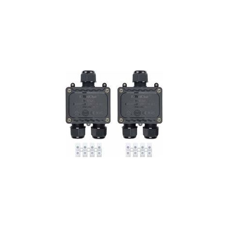 Boîte de dérivation étanche IP68 3 voies pour l'extérieur avec presse-étoupes pour petit boîtier électrique noir de Ø4mm-Ø14mm de diamètre pour l'extérieur lumière jardin piscine(2 Pcs) (1/5)