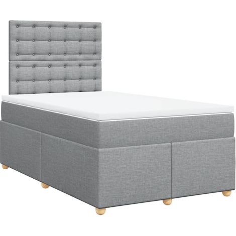 Cama box spring con colchón tela gris claro 120x190 cm (1/5)